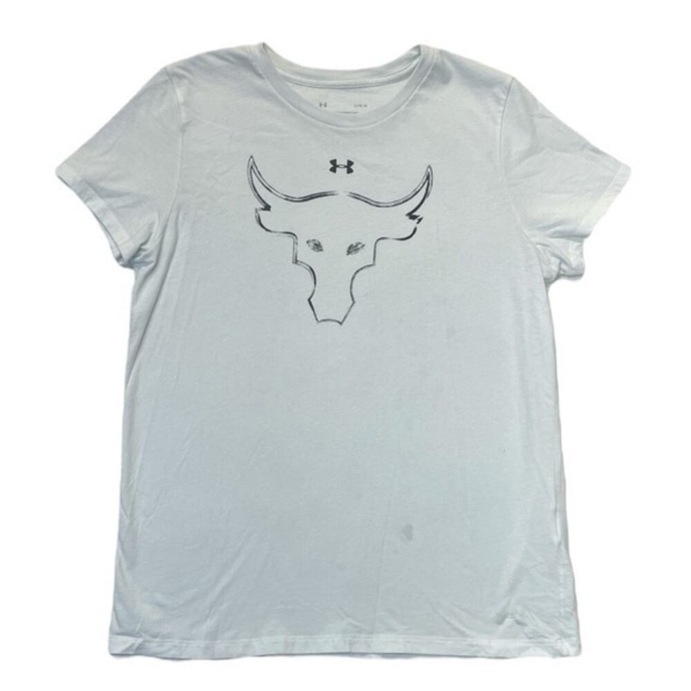 Under Armour White Short Sleeve Tee with Bull Graphic